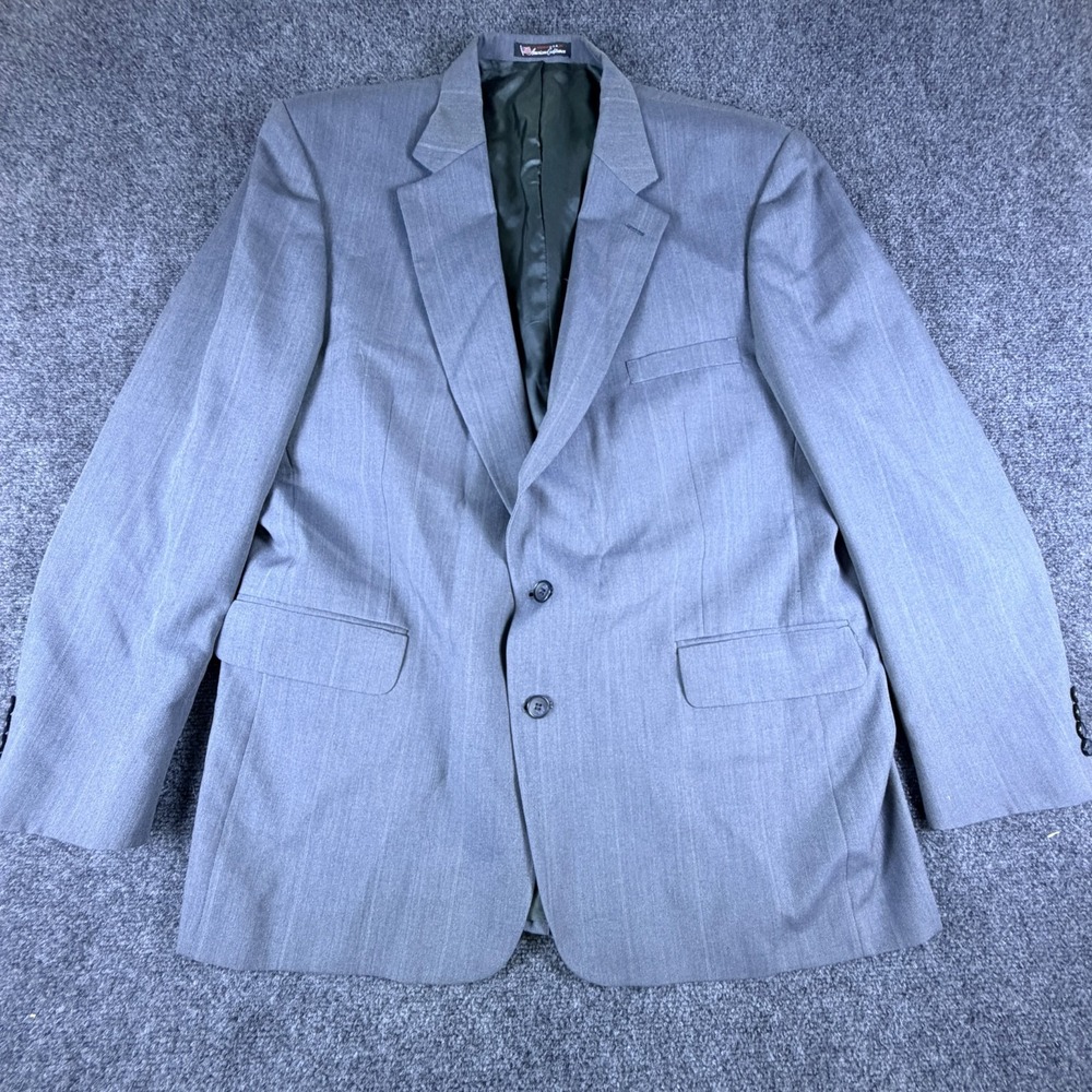 Stafford American Craftsmen Blazer Jacket Mens 48L Gray Single‎ Breasted Formal